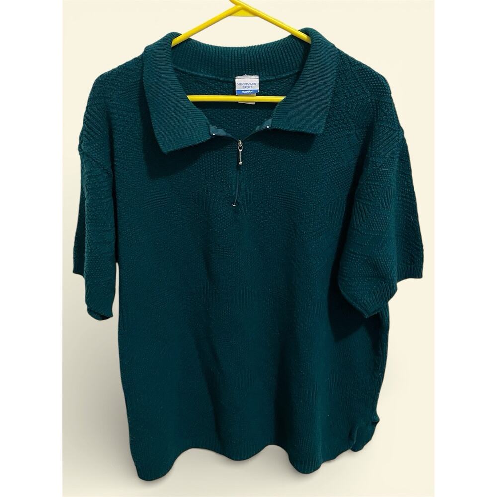 Vintage Ship ’N Shore Sport Women’s Short Sleeve Quarter-Zip Knit Top Size 1x